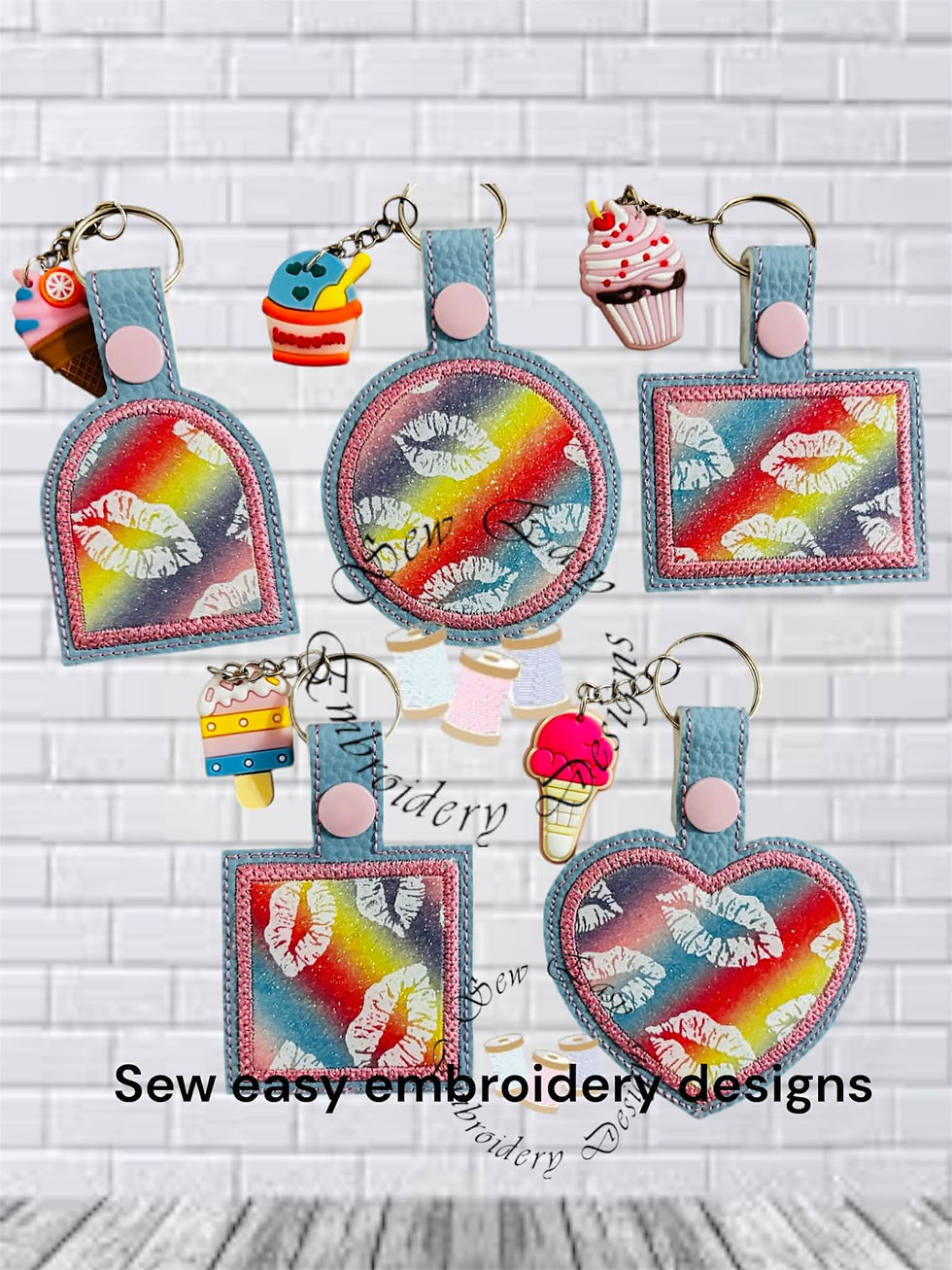 Thumbnail: Set of 5 applique key fobs  ITH 4x4 includes photo instructions