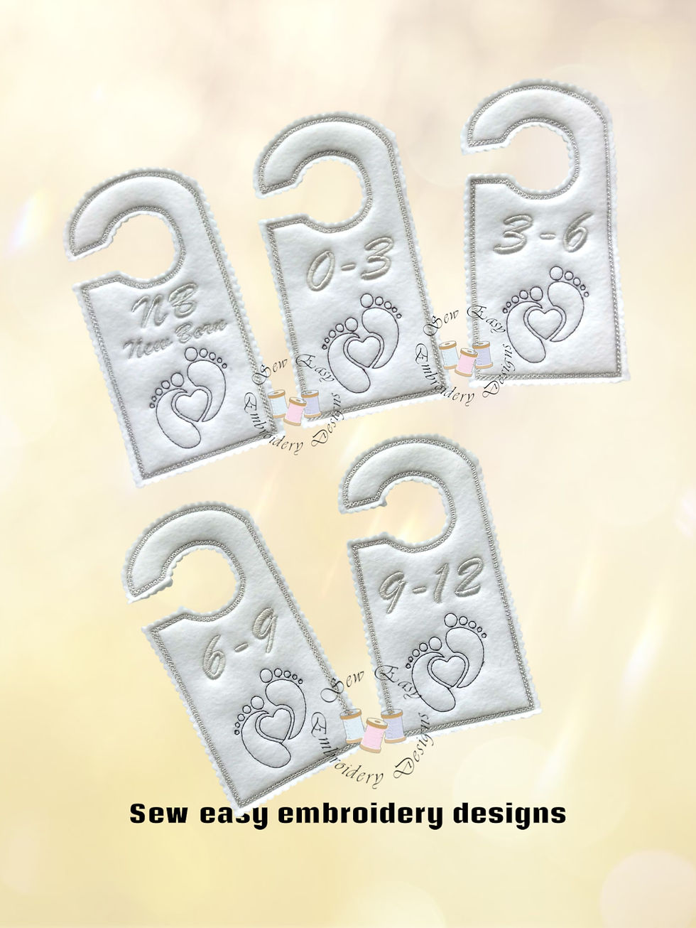 Thumbnail: Baby clothes hanger dividers 5"x7" in the hoop embroidery. Photo instructions