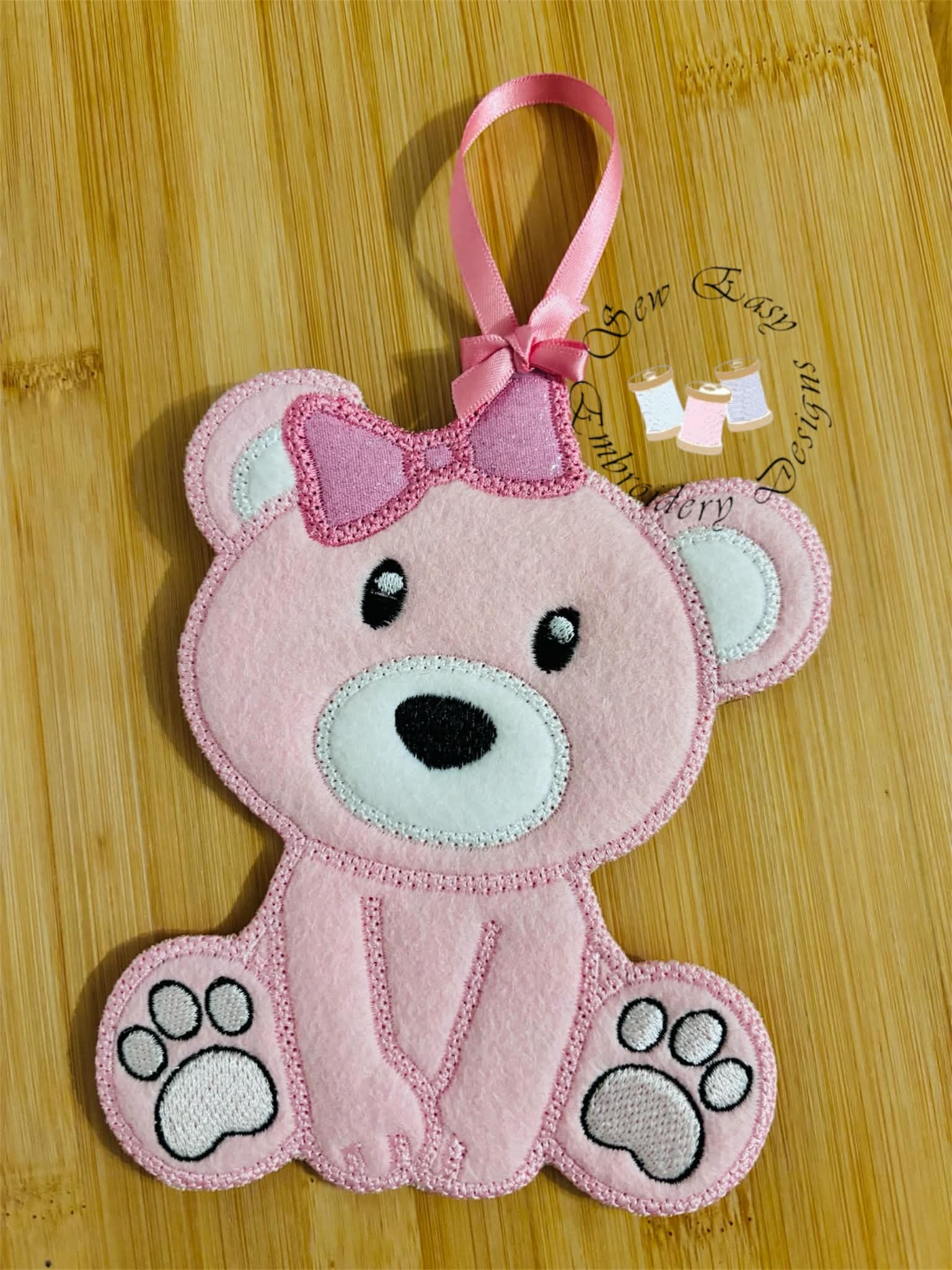 Baby girl teddy hanger, 5"x7" hoop
