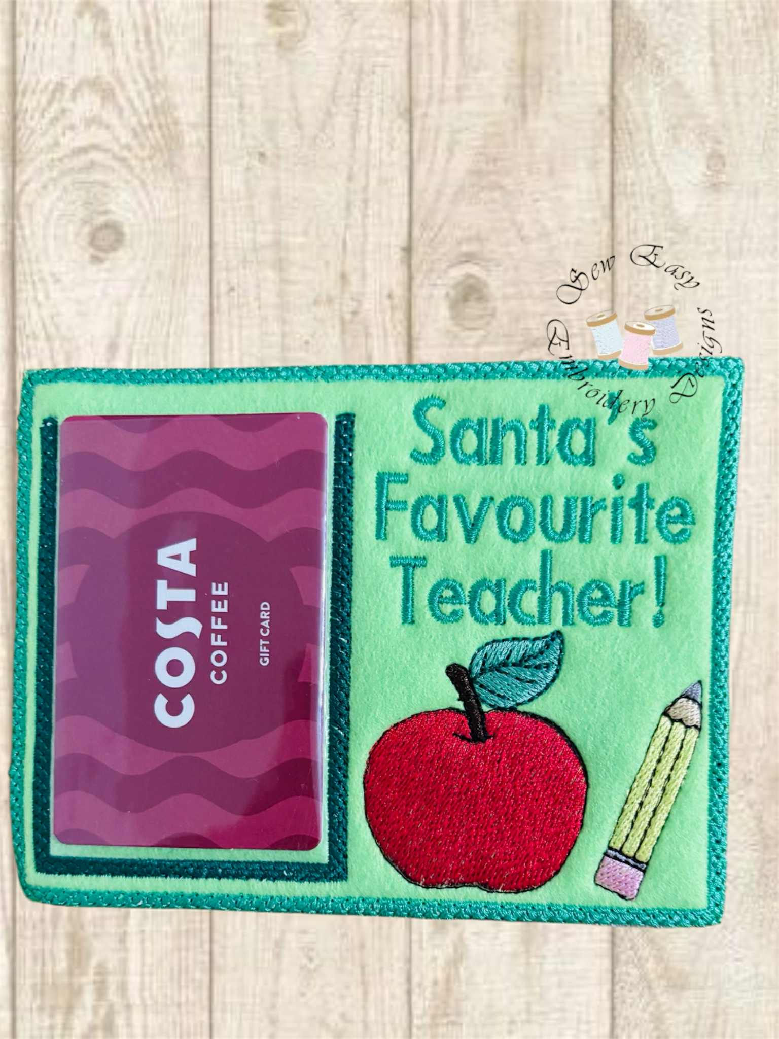 Santa's favourite teacher gift card holder