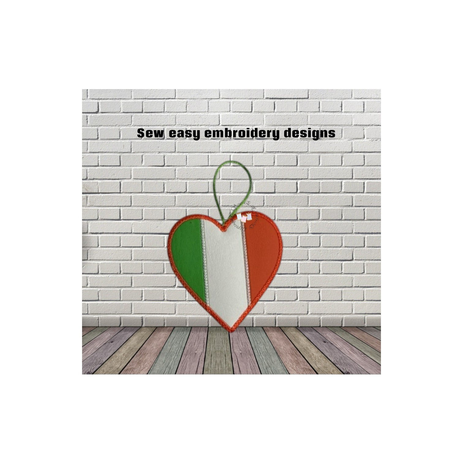 Irish heart with applique  4"x4"" hoop