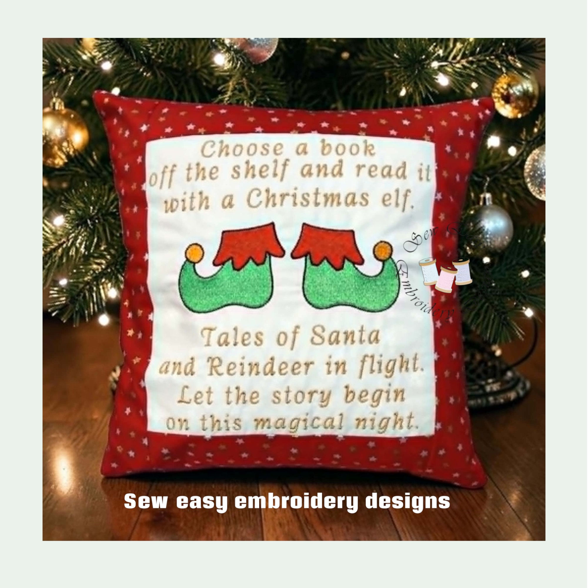 Christmas Elf stand alone design, approx. 8"x 8". Ideal for cushion and more