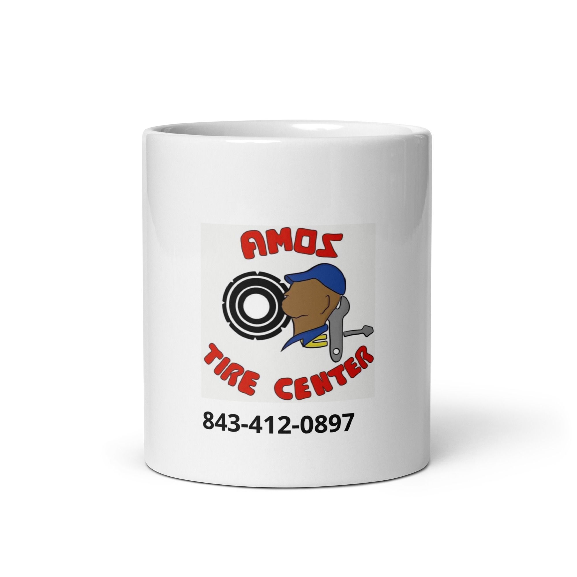 White glossy mug