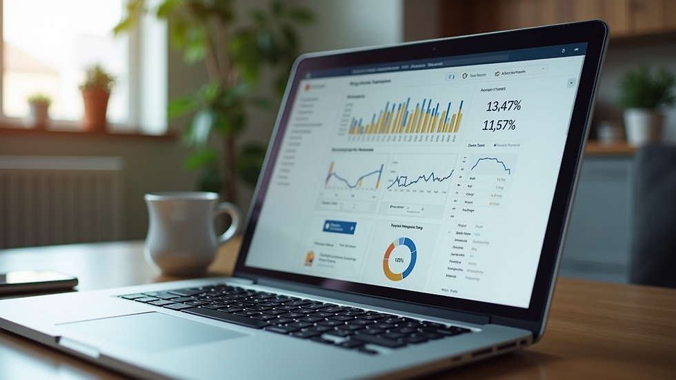 Eye-level view of a laptop screen showing property management dashboard
