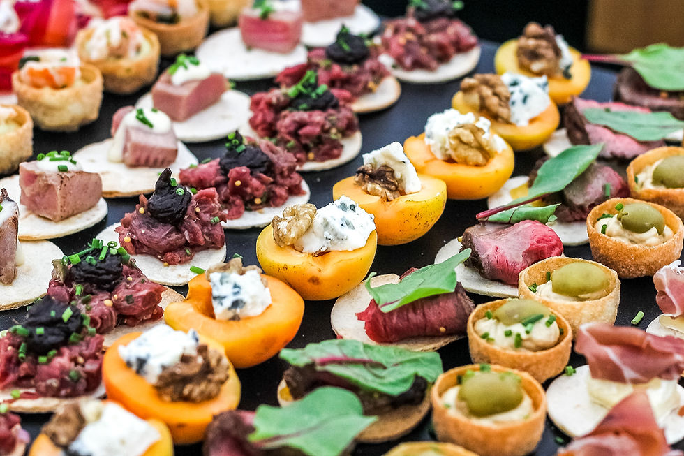 large amount of appetizers