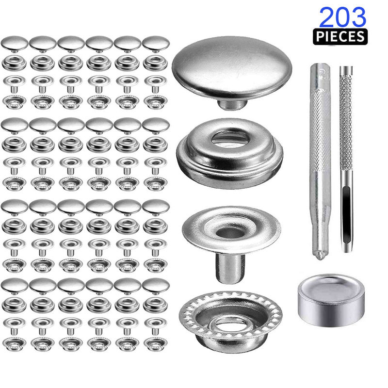 Thumbnail: 300pcs 15mm Snap Kit Marine Grade Snap Fastener Stainless Steel Snap Buttons for