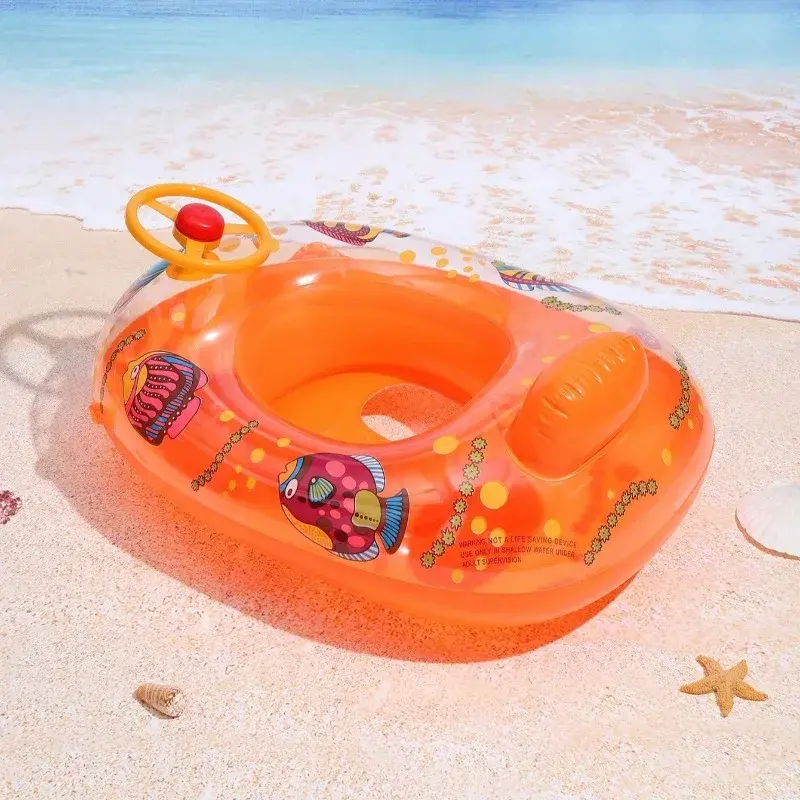Inflatable Baby Swim Ring with Cartoon Animal Seat for Kids