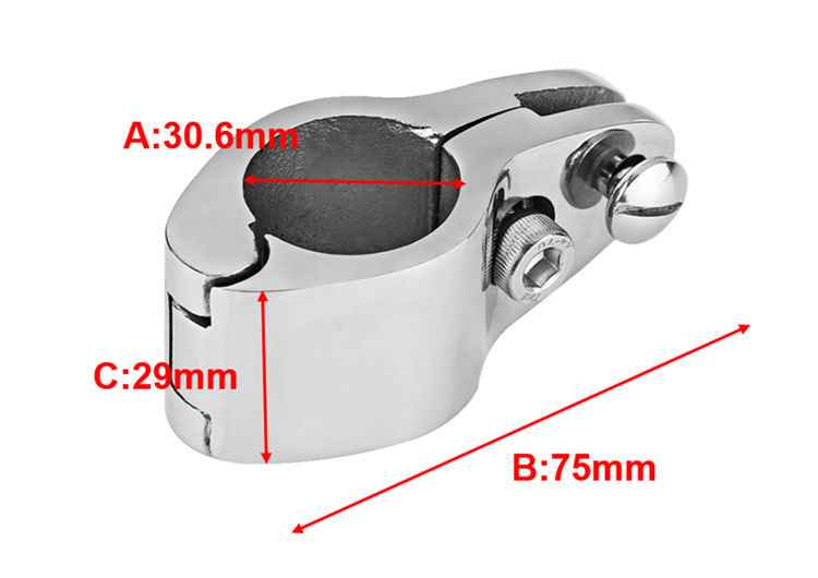 Thumbnail: 316 Stainless Steel Fitting Boat Bimini Top Hinged 22mm 25mm 30mm 32mm Jaw Slide