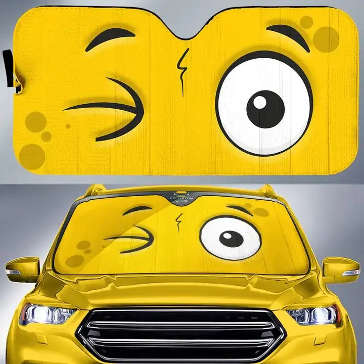 Thumbnail: Intrigued FunnyCartoon Eyes Car Windshield Sun Shade Keep Your Vehicle Cool UV S