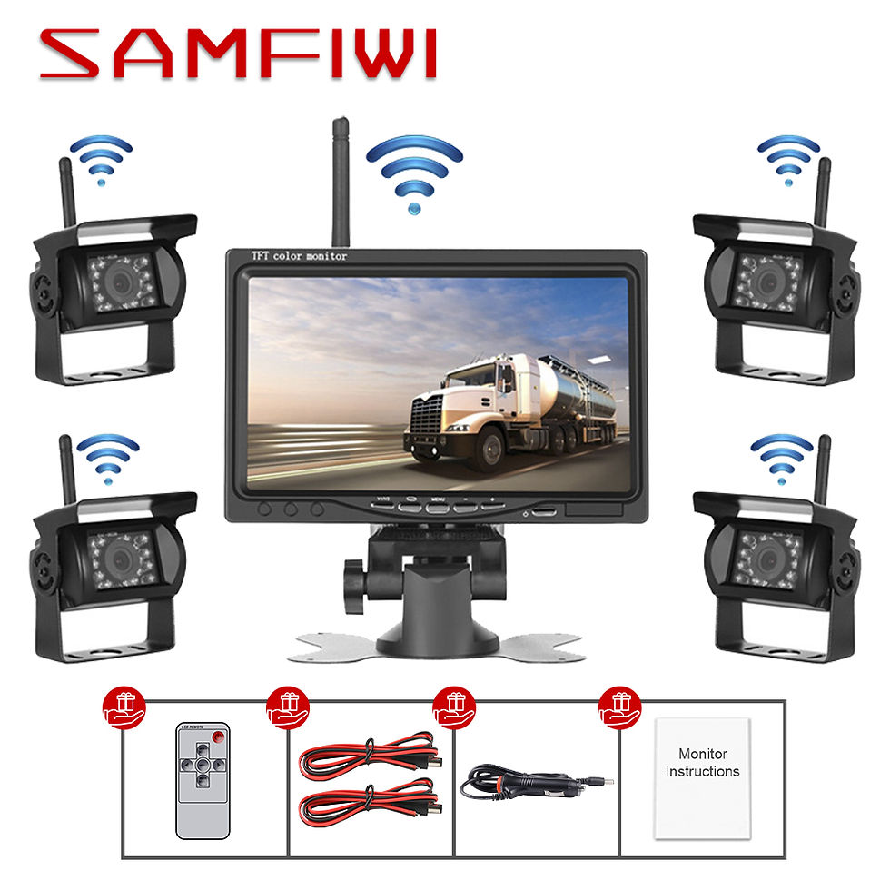Thumbnail: 7" WIFI Car Monitor Screen Rear View Camera For Truck Bus RV Trailer Excavator R