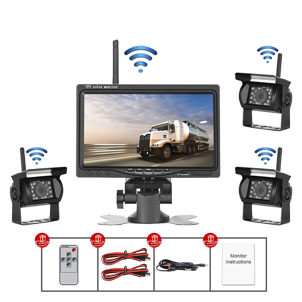 Thumbnail: 7" WIFI Car Monitor Screen Rear View Camera For Truck Bus RV Trailer Excavator R