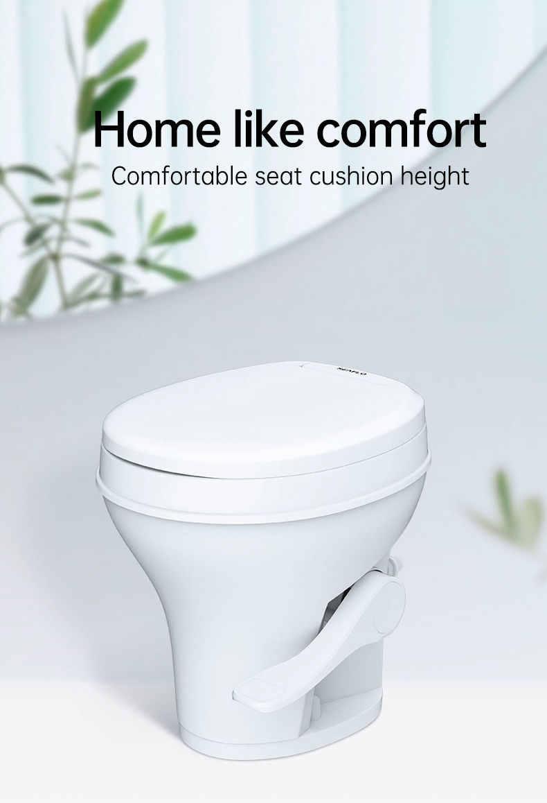 Thumbnail: RV Inline Toilet Foot-operated Plastic Portable Camping Outdoor Caravan Toilet