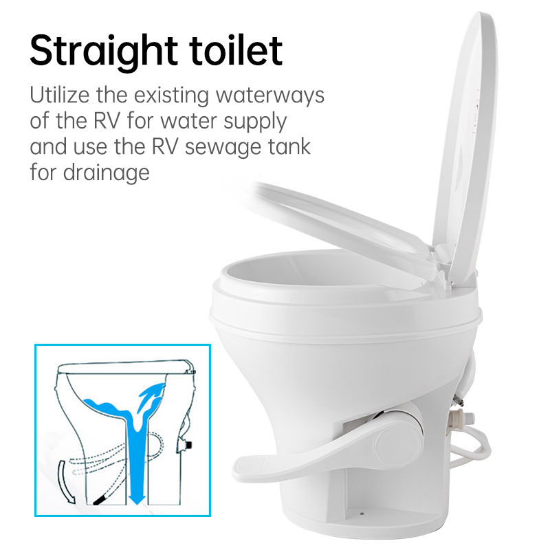 Thumbnail: RV Inline Toilet Foot-operated Plastic Portable Camping Outdoor Caravan Toilet
