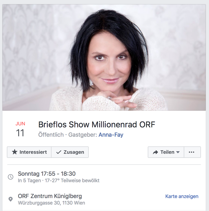 Brieflos Show Millionenrad ORF