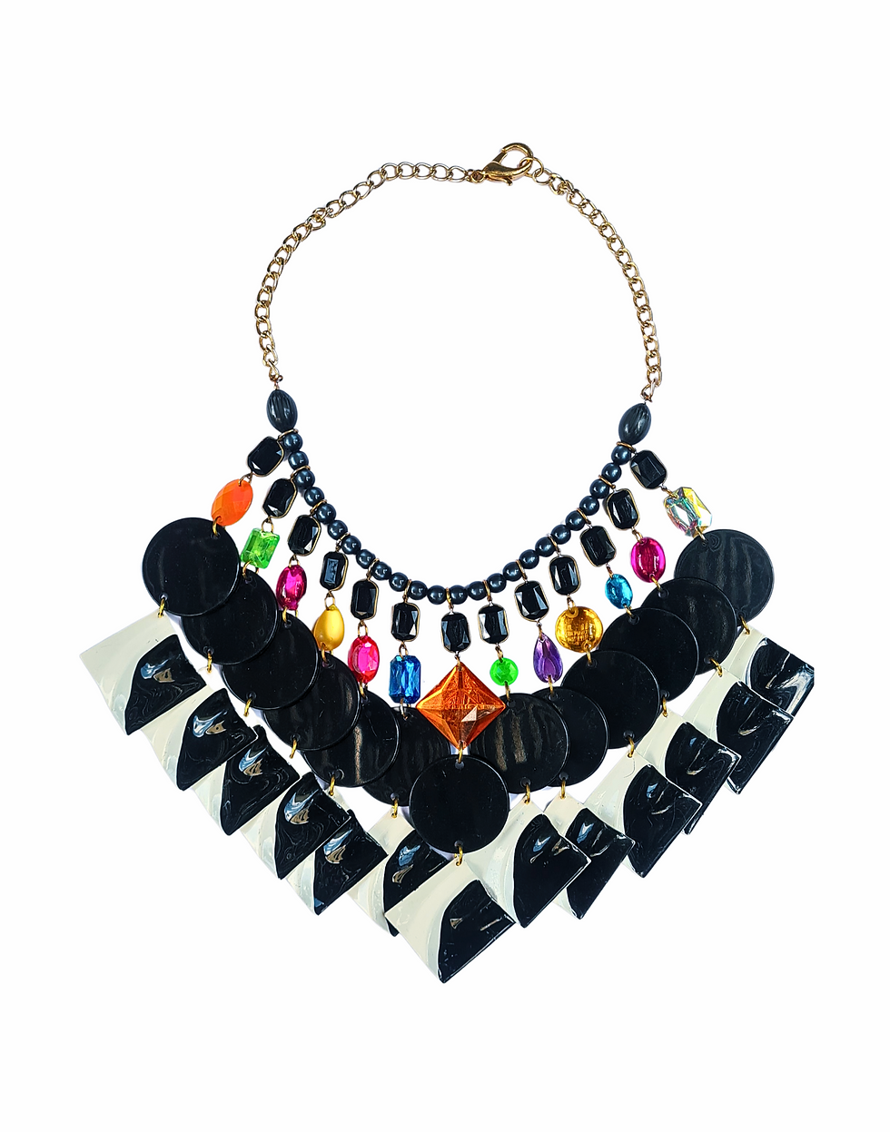 Thumbnail: Memphis style necklace - rhombuses