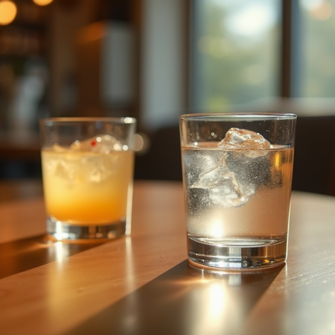 Two refreshing non alcoholic drinks glistening in the afternoon sun, ready for enjoyment without worries about hangovers or DUIs