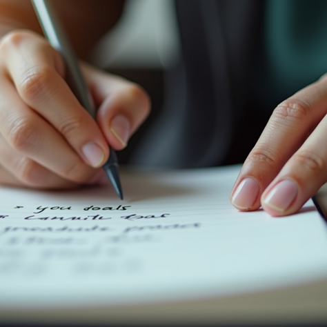 client taking notes during coaching session