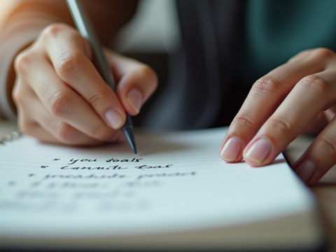 client taking notes during coaching session