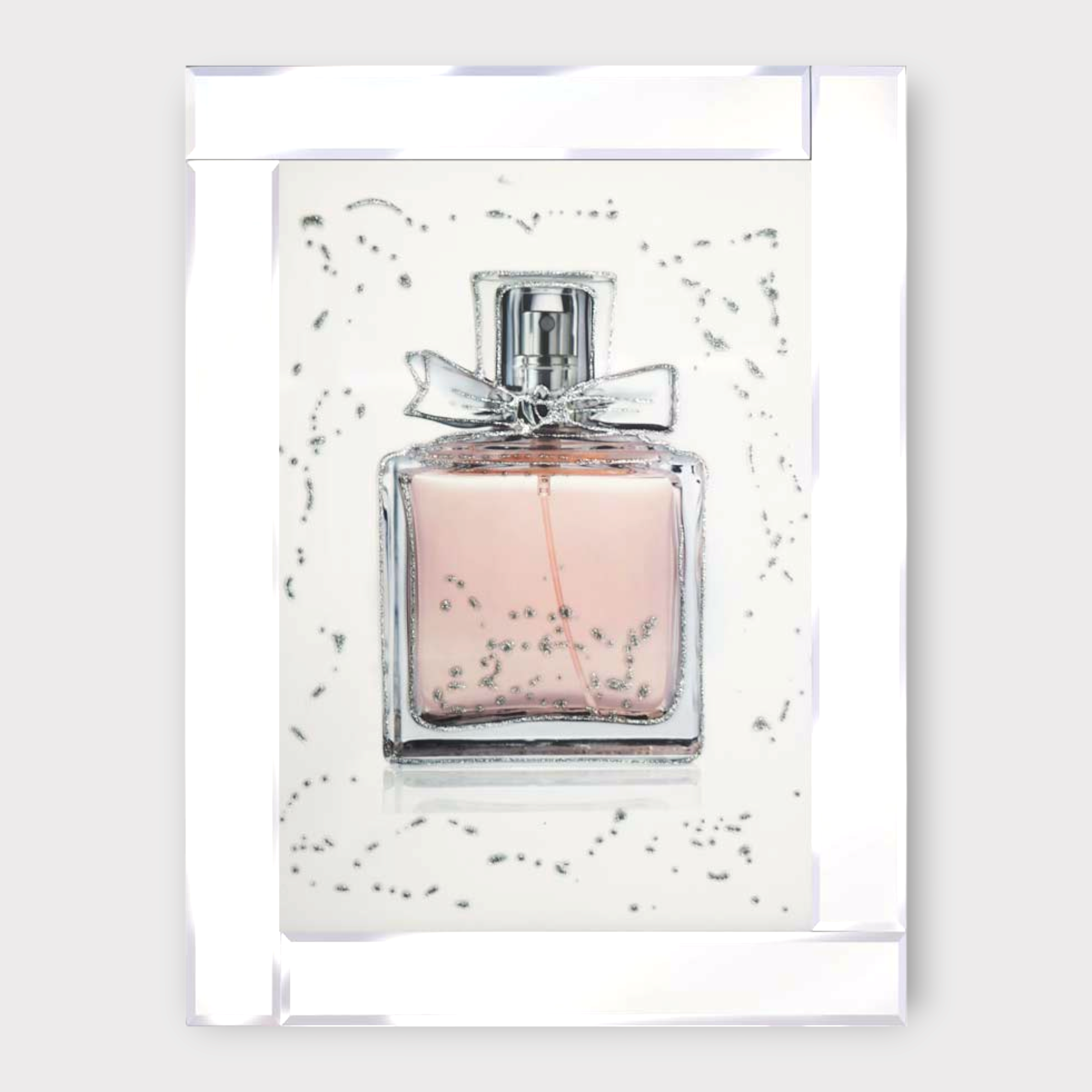 Pink Perfume Glass Mirrored Wall Frame - 75x95cm