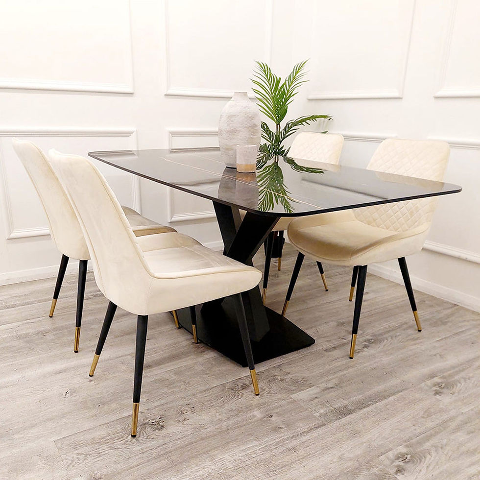 Thumbnail: 1.6m Black Dining Table with Black Sintered Stone Top