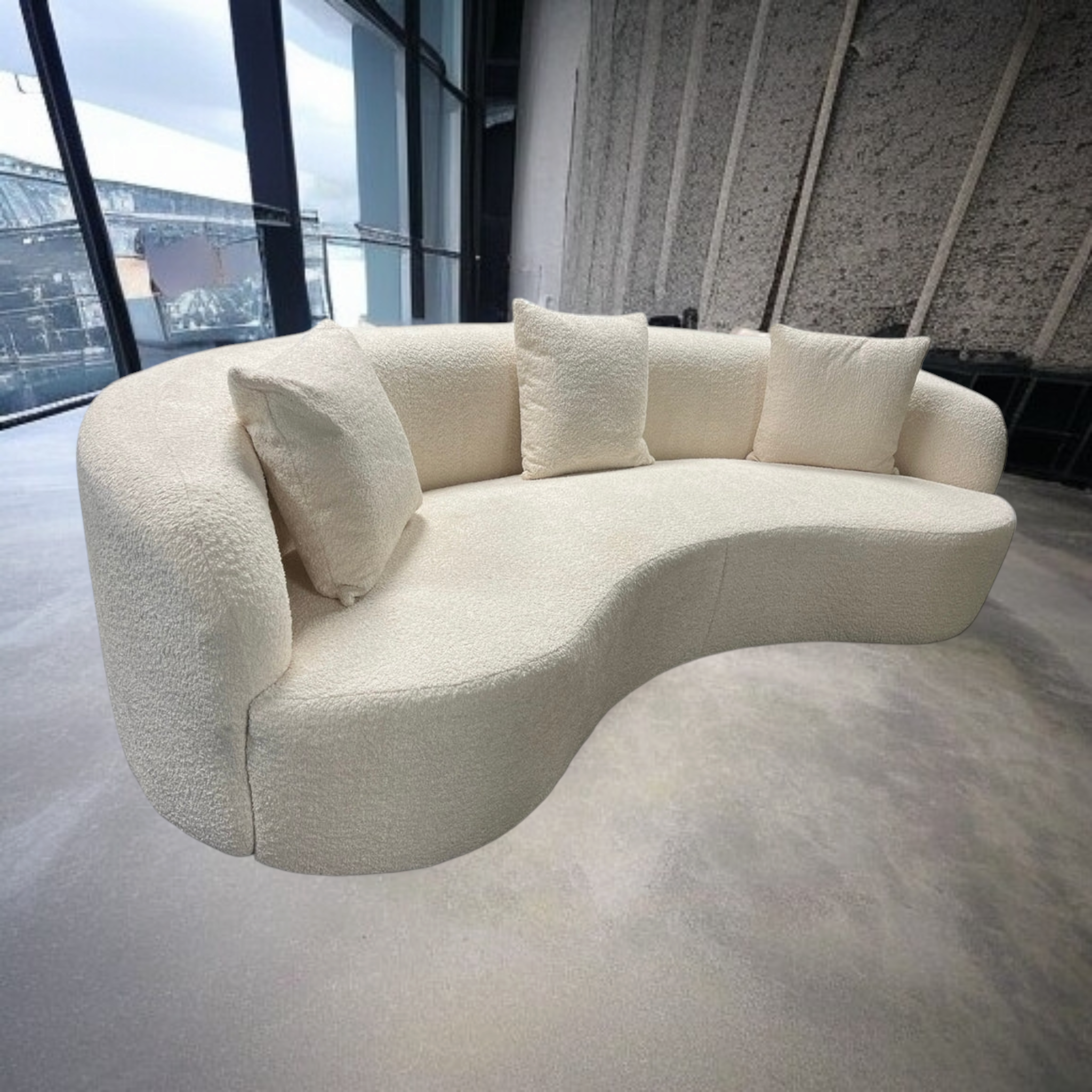 Curved Cinema Sofa in Teddy Boucle 