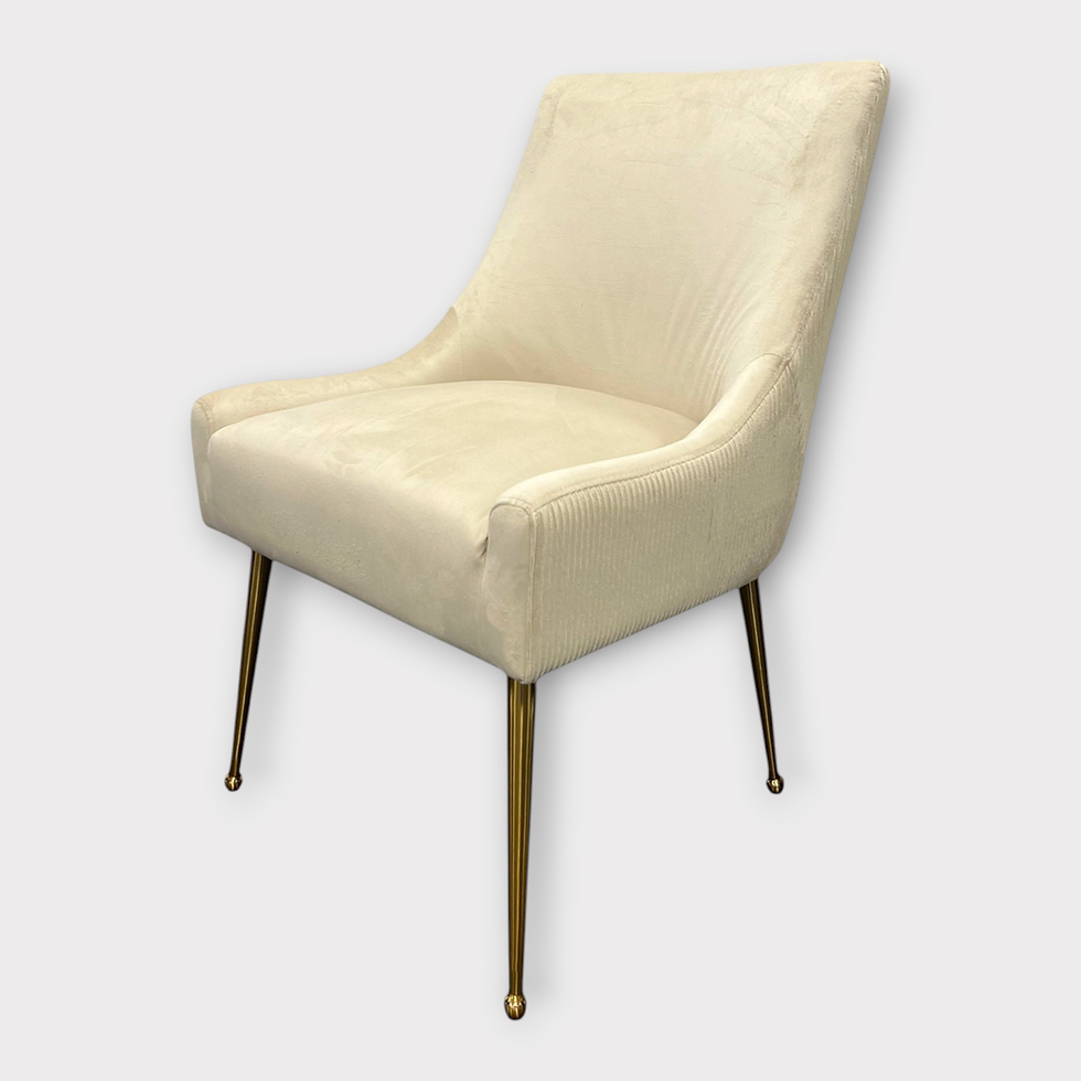 Thumbnail: Set of 4 Ivory Velvet Chairs with Gold Detailing