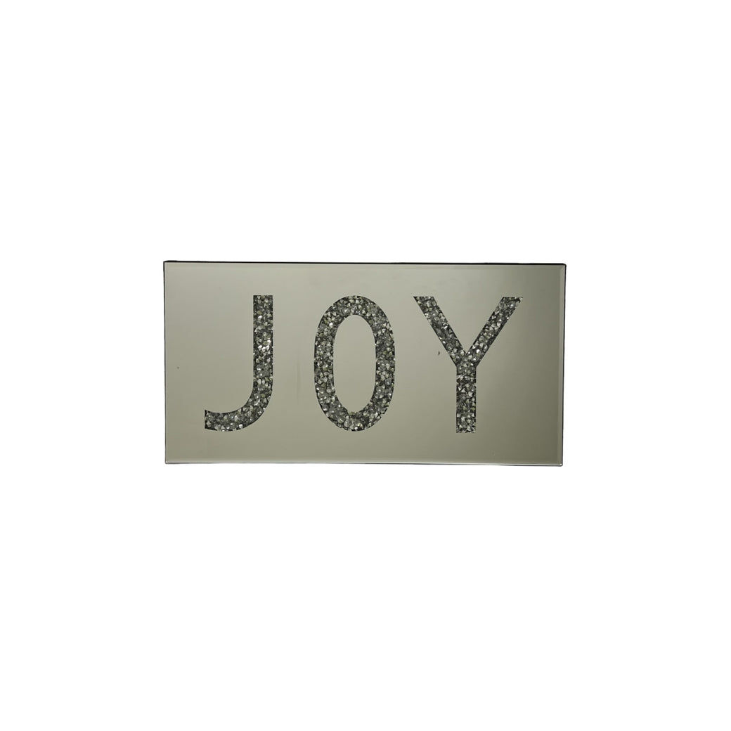 Crushed Diamond JOY Mirrored Hanging Sign