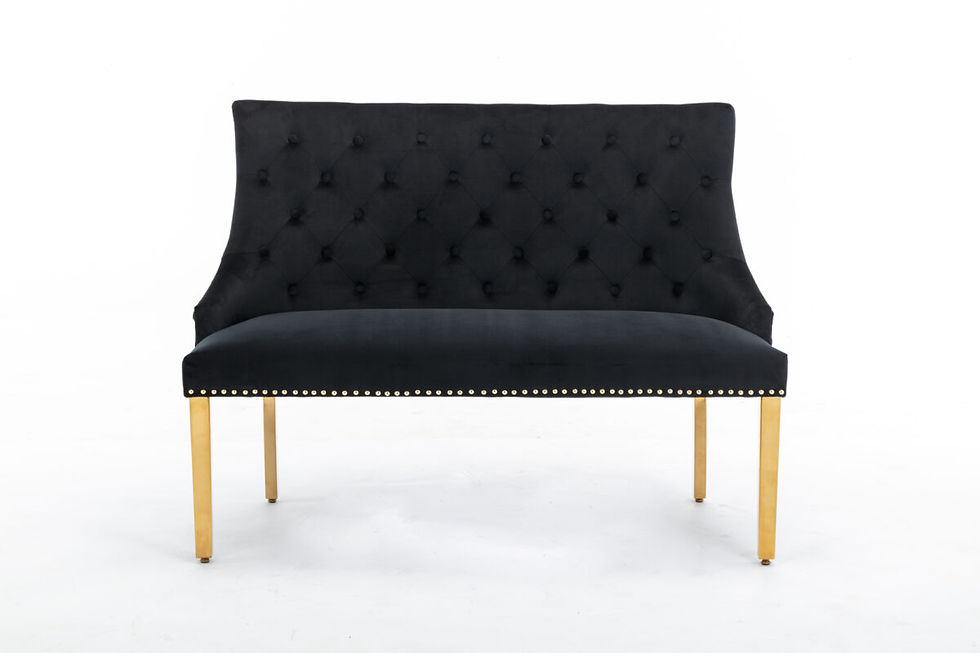Thumbnail: Dining Bench 130cm - Plush Black & Gold 
