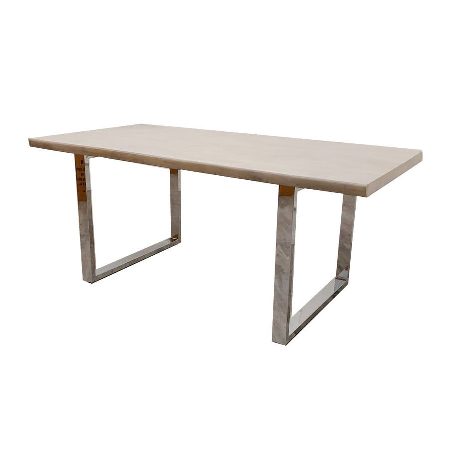 Thumbnail: 1.8m Solid Light Pine Wood Dining Table with Chrome Metal Legs
