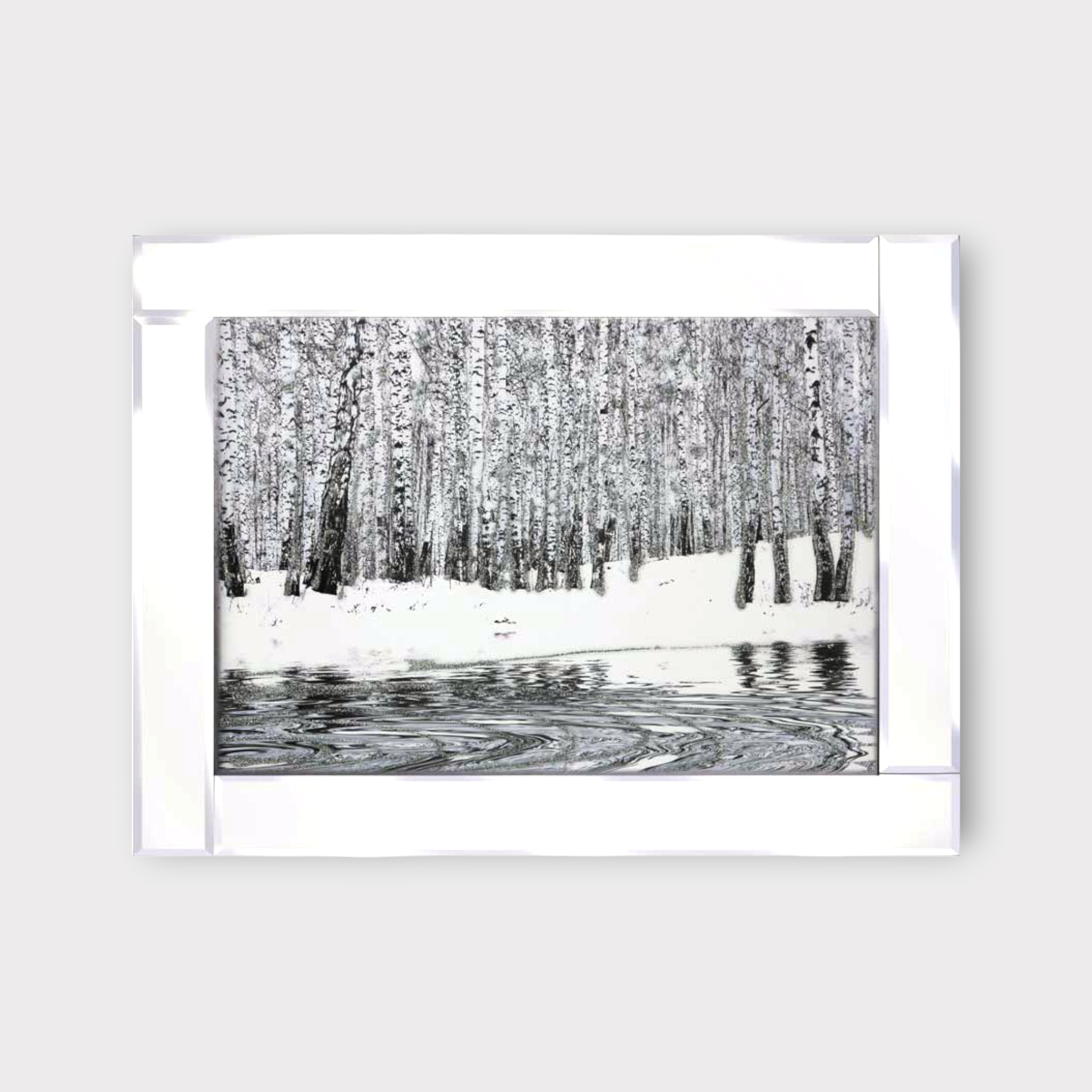 Glitter Winter Wonderland Glass Mirrored Wall Frame - 75x95cm