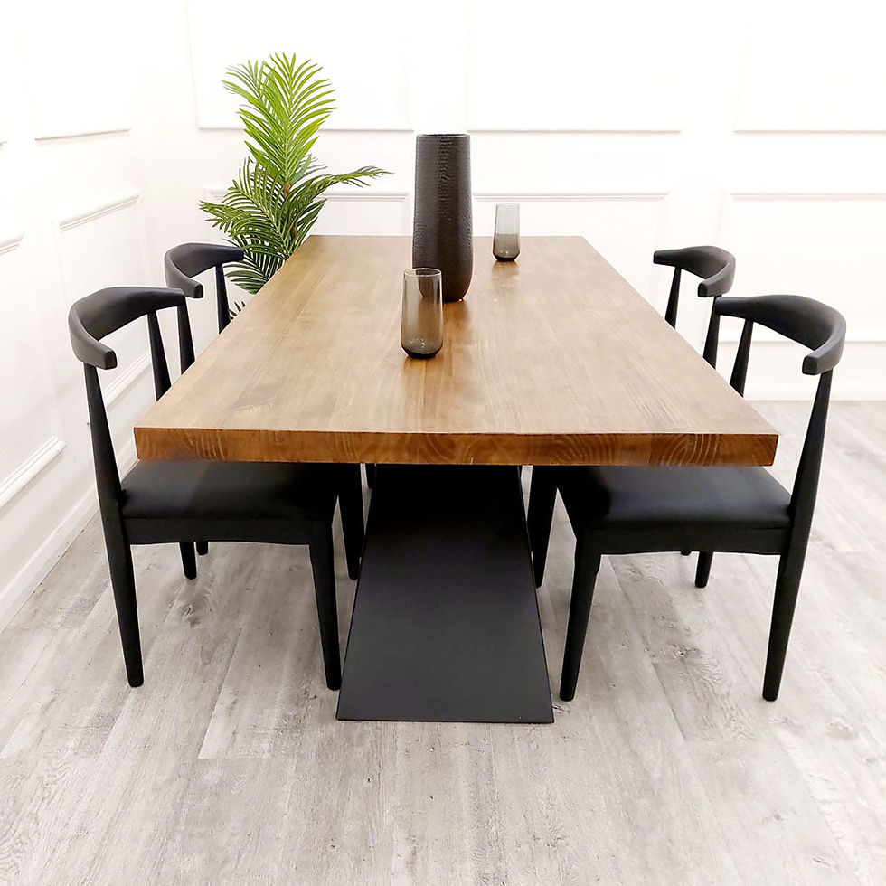 Thumbnail: 1.8m Solid Wood Top with Matte Black Base