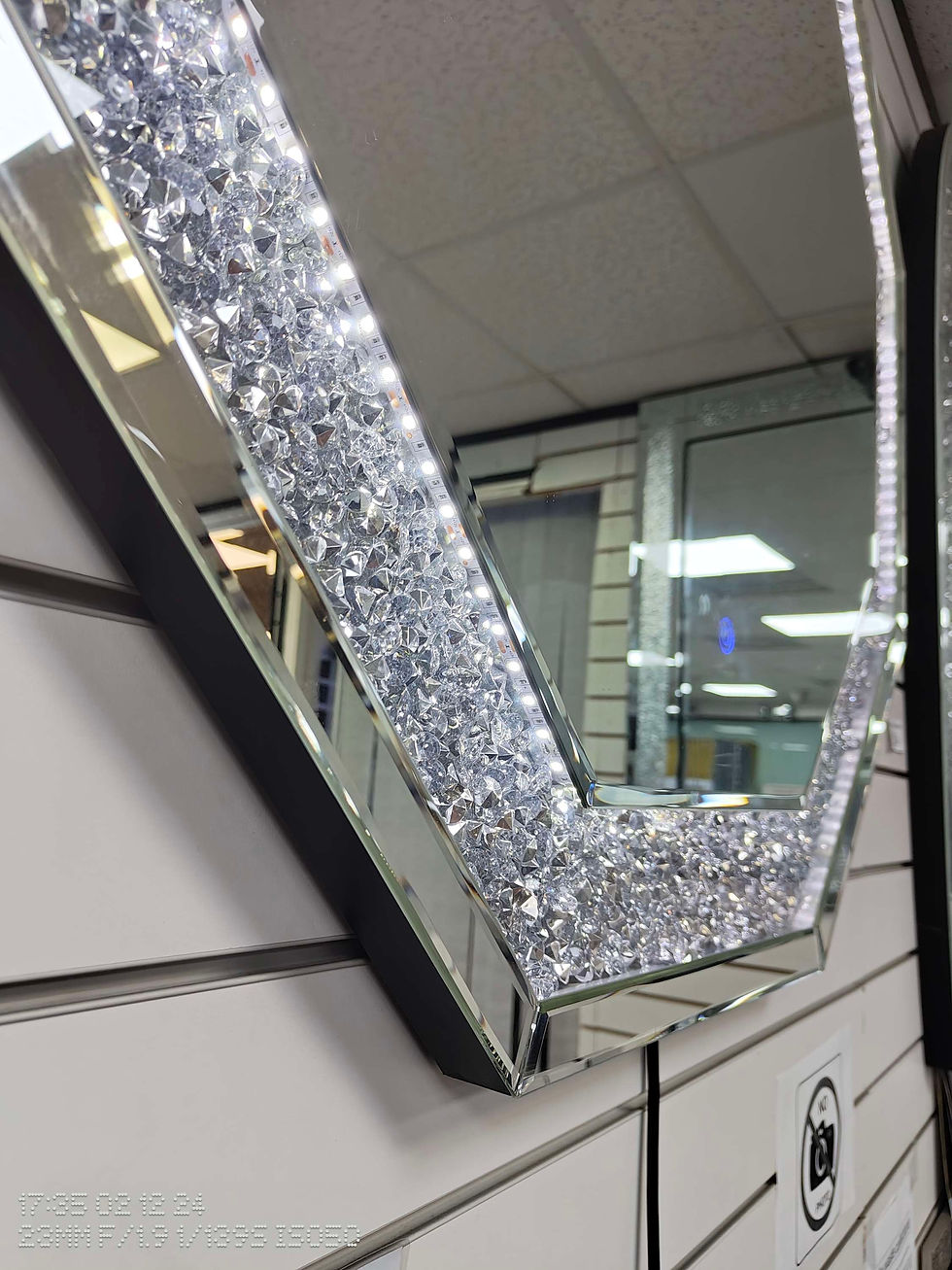 Thumbnail: LED Light Up Crushed Diamond Wall Mirror - 80cm