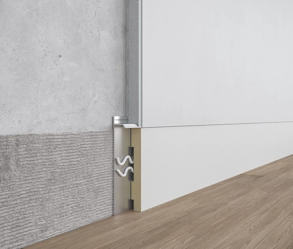 Thumbnail: Aluminium Flush-Mounted Skirting Board 80mm x 2600mm - ASP108