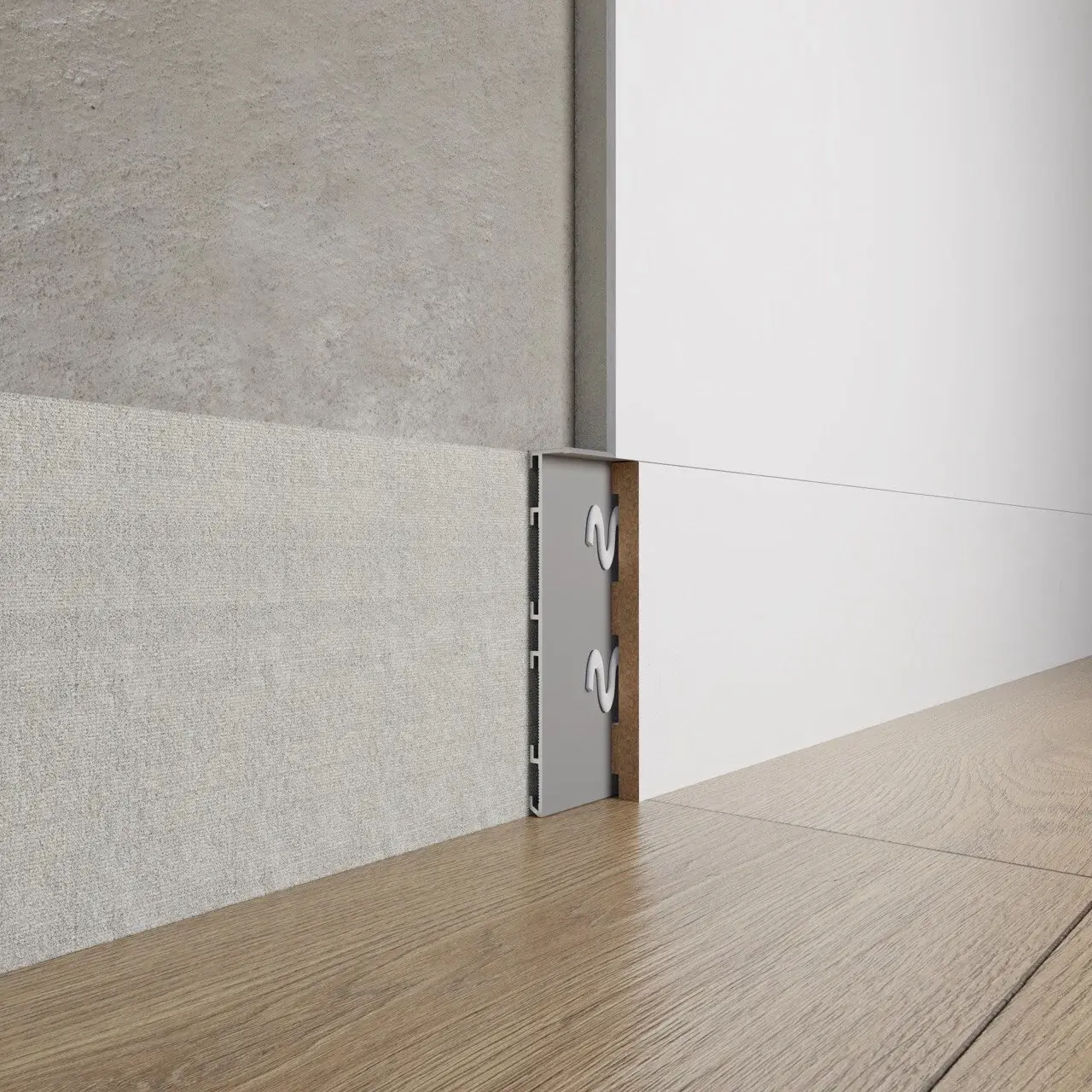 Aluminium Flush-Mounted Skirting Board for GCR12 91mm x 2600mm - ASP198