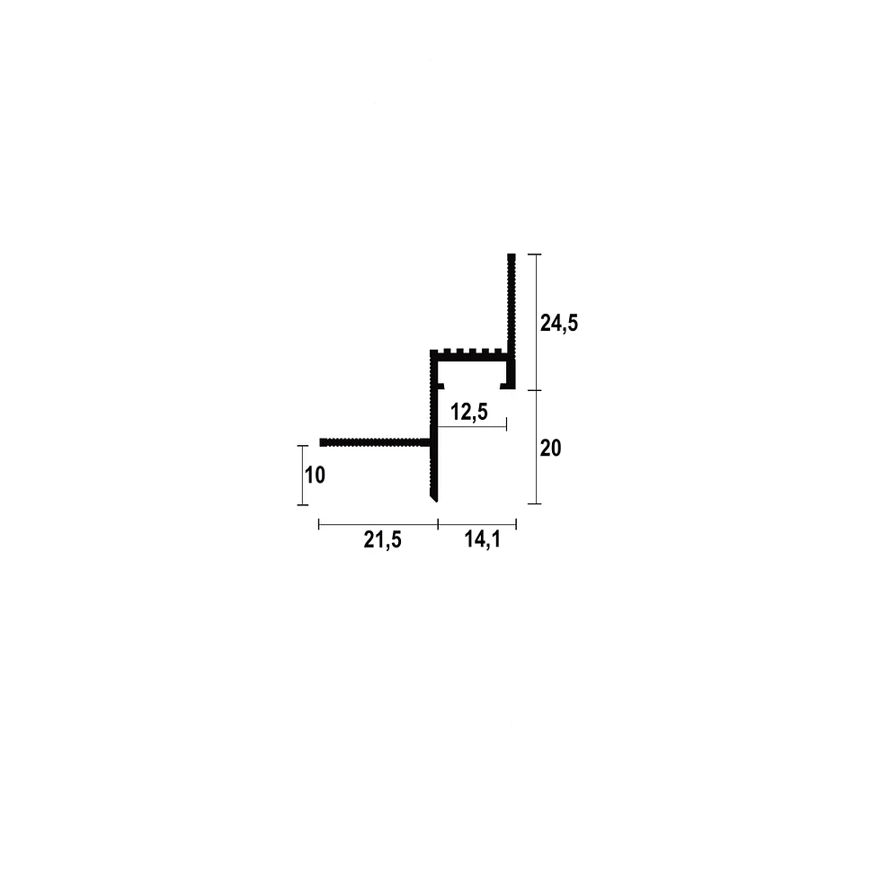 Thumbnail: Drawing of Aluminium Ceiling Shadow Gap profile 14mm with LED Channel 2500mm - AST14_9