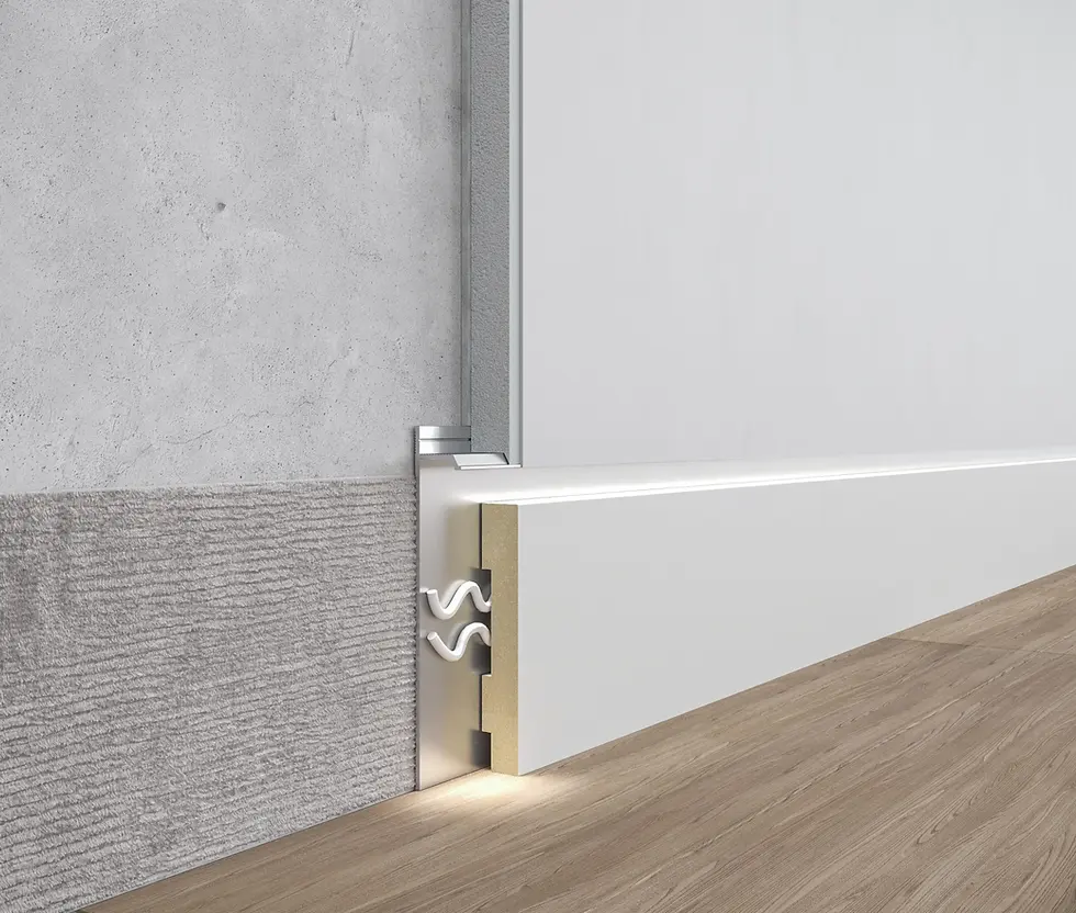 Thumbnail: Aluminium Flush-Mounted Skirting Board 80mm x 2600mm - ASP108