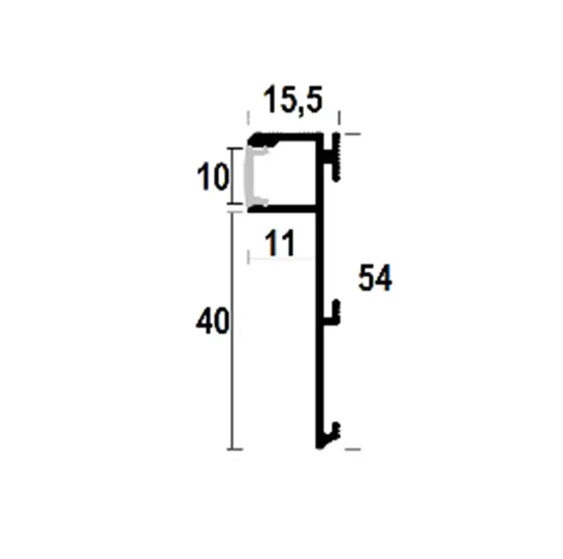 Thumbnail: Aluminium Flush-Mounted Skirting Board40mm with LED Channel 2600mm - ASP410