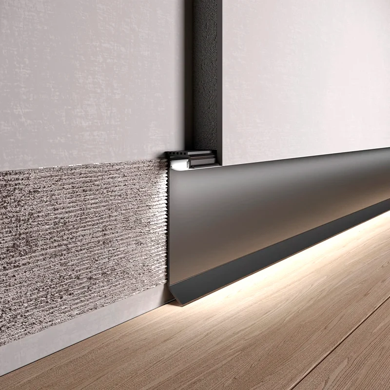 Aluminium Flush-Mounted Skirting Board 60mm with LED channel 2600mm - ASPL60