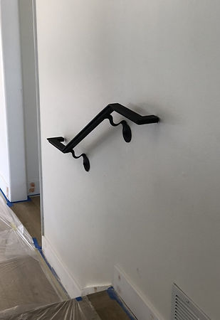 Interior Wall Custom Handrails in Black Matte Finish by Diverse Welding & Ironworks Since 2012. License #976690. Dennis Naraine - Professional Welder and Custom Ironwork Fabricator & Installer. Serving Residential and Commercial Properties in Orange County, South Bay, Long Beach, Manhanttan Beach, Palos Verdes, Rolling Hills Estates, Bel Air, Brentwood, Torrance, Tarzana, Gardena, Huntington Beach. Call: 310-919-1306