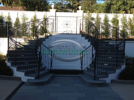 Wrought Iron Exterior Staircase Railings: An Elegant Design Option for the Outdoors of Your San Fernando Orange County Home by Isaac' Ironworks - Custom Fabrication Since 1989