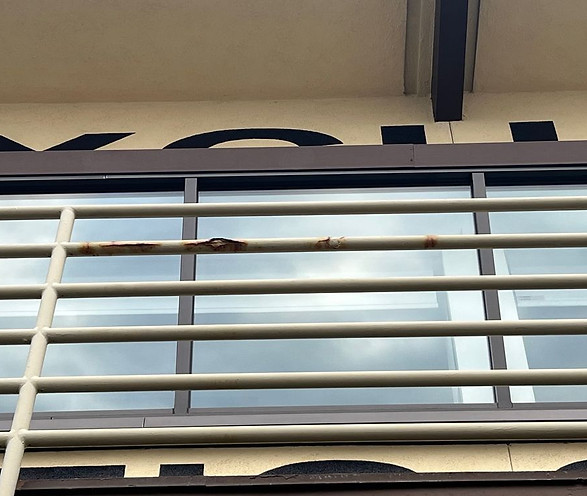 BEFORE PHOTO: Rusted Horizontal Railing, Welding and Fresh Paint to be applied Five Star Yelp Client Review from Patrick B. of Rolling Hills Estates, CA for Diverse Welding - Full Service Ironwork & Welding Company in Southern California. High-Quality Custom Hand-Forged Iron Works and Mobile Welding Services. Call 310-919-1306 Schedule an On-Site Estimate Orange County, West Los Angeles, Riverside, South Bay, Inland Empire.