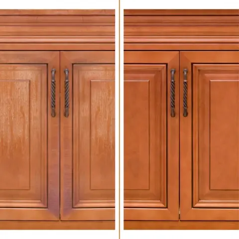 BEFORE AND AFTER San Francisco Kitchen Cabinet Refinishing Company Bay Area Alex Rodriguez The Kitchen Cabinet Refinish Masters MasterBrand and OPPEIN Cabinets Homeowners Business Owners Northern California