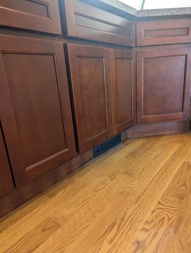 BEFORE PHOTO of Client's Kitchen Cabinets in his Bay Area Home in Redwood City, California. Five Star Kitchen Cabinet Touch Up Restoration Yelp Review from Herman S. for The Kitchen Cabinet Refinish Masters by Alex Rodriguez - Bay Area's Premier and Trusted Kitchen Cabinet Refinishing & Painting Partner in Alameda, Blackhawk, San Francisco. We serve Homeowners, General Contractors, Property Managers, Interior Designers, Realtors, Hotels, and many more in and around Danville, San Leandro, Alamo, Berkeley, Lafayette, Oakland, Walnut Creek, Palo Alto, Fremont, Pleasanton, Hillsborough, Woodside, Santa Clara, Orinda, San Mateo, San Ramon, Saratoga, Hidden Hills, Los Gatos, Palos Verdes, Piedmont and other surrounding nearby cities in Northern California. Call: 510-880-1048