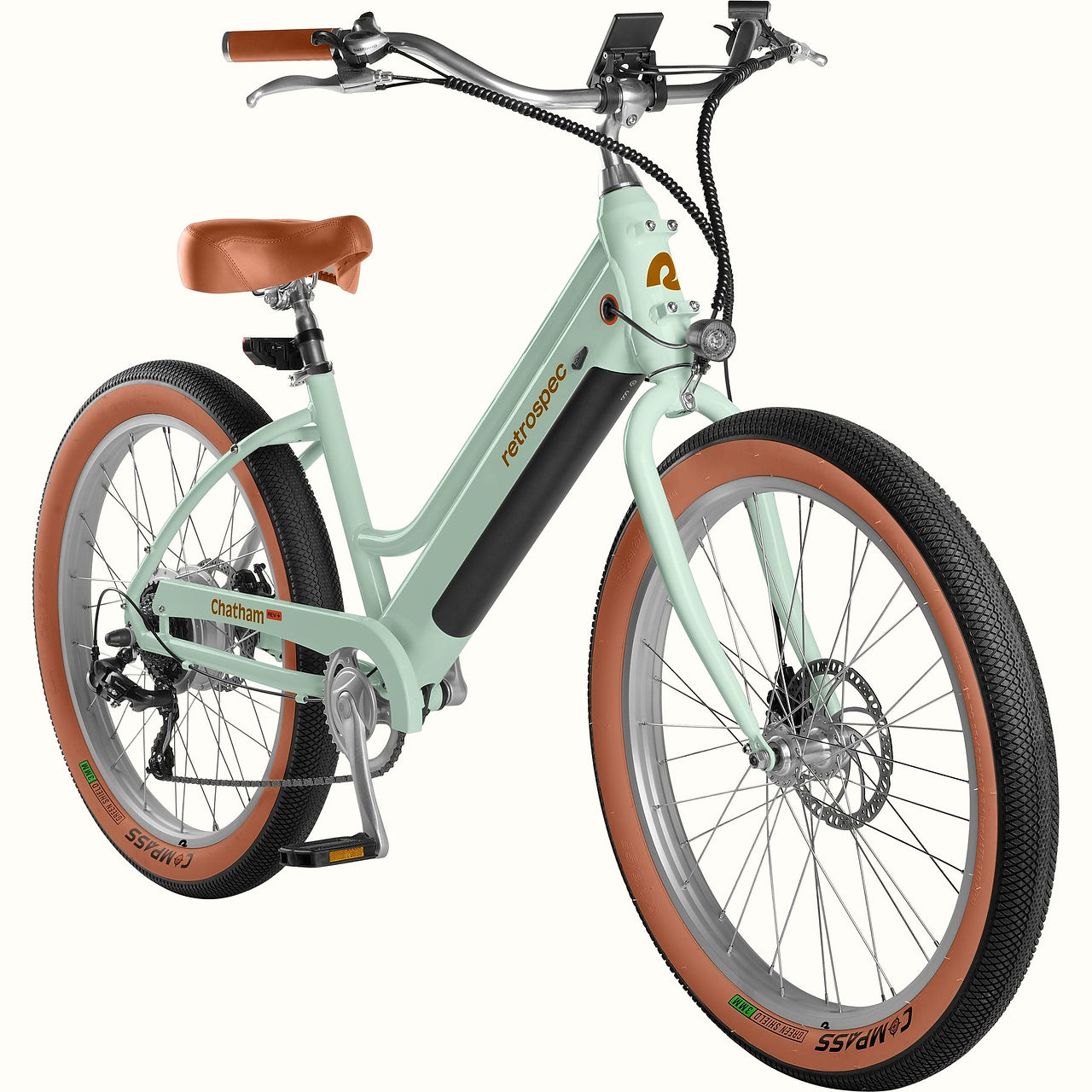 RETROSPEC Chatham Rev+ Electric Beach Cruiser Bike - Step Through Color: Matcha. Los Angeles Electric Bike and Bike Shop Authorized Dealer in West Los Angeles - Sales, Repair, Maintenance, and Assembly. Local E-Bike and Bicycle Shop Near Santa Monica, Beverly Hills, Playa Vista, Venice Beach, Santa Monica, Marina Del Rey, Culver City, UCLA Campus, Westwood, Southern California.