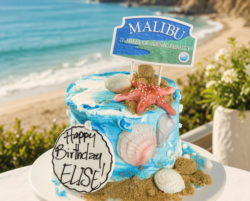 Custom Birthday Cakes Seashells Starfish Ocean-Theme Malibu Los Angeles CAKE AND ART West Hollywood Professional Cake Artist Bake Shop Customized Cakes 310-657-8694