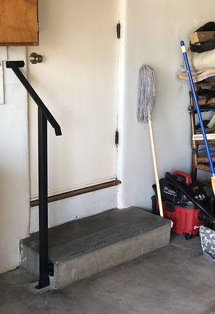 Interior Handrails in Garage by Diverse Welding & Ironworks Since 2012. License #976690. Dennis Naraine - Professional Welder and Custom Ironwork Fabricator & Installer. Serving Residential and Commercial Properties in Orange County, South Bay, Long Beach, Manhanttan Beach, Palos Verdes, Rolling Hills Estates, Bel Air, Brentwood, Torrance, Tarzana, Gardena, Huntington Beach. Call: 310-919-1306