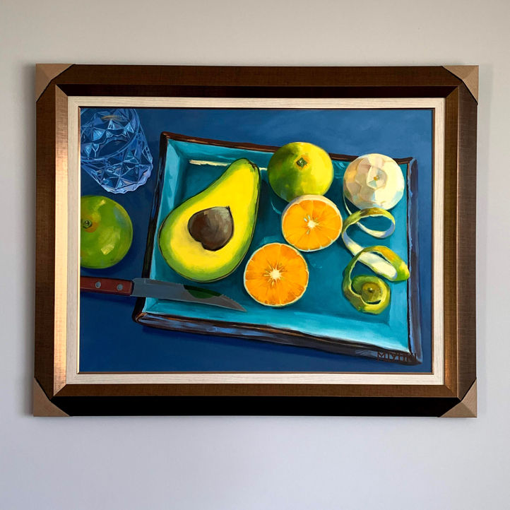 Quadro "Composição abacate e laranjas"