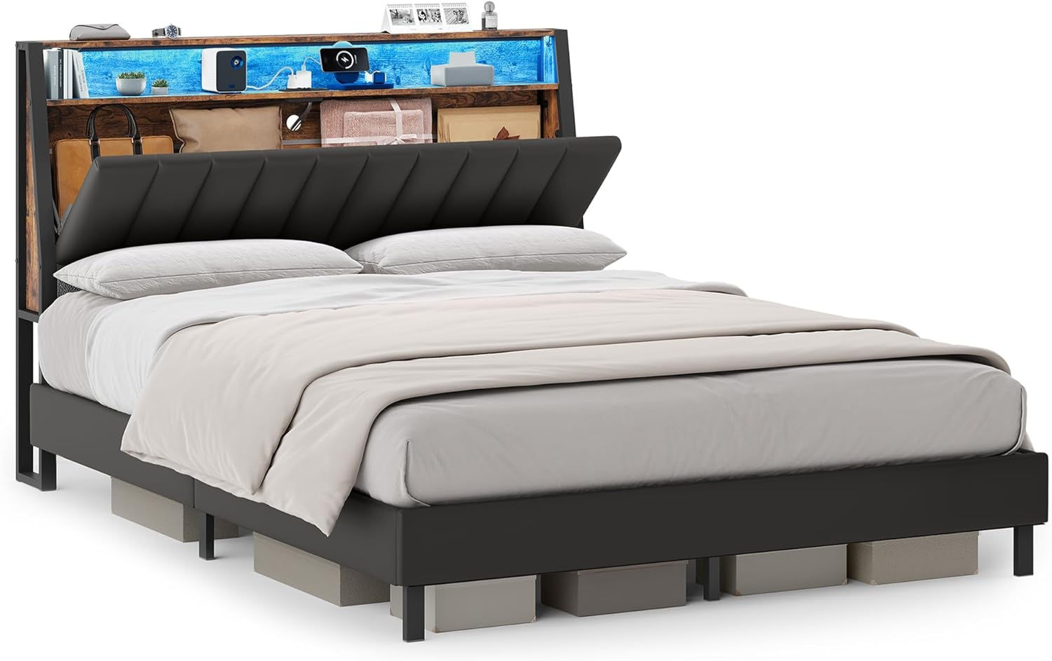 Ink Black Queen LED Bed Frame
