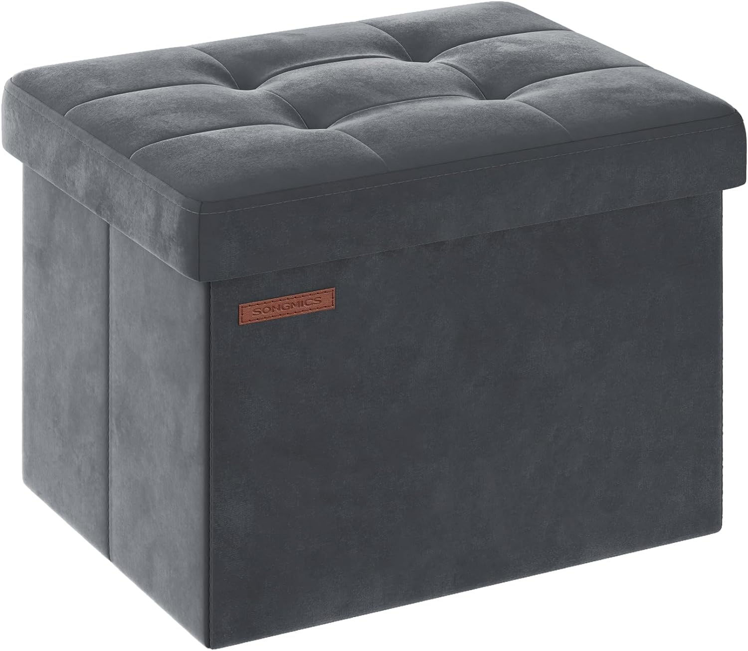Velvet Dark Gray Square Ottoman