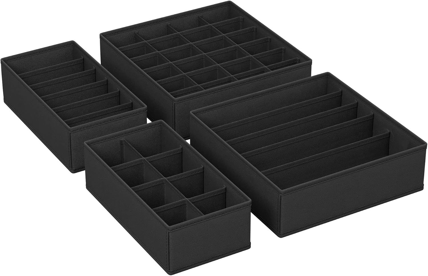 Black 4pc Underwear Drawer Dividers Set